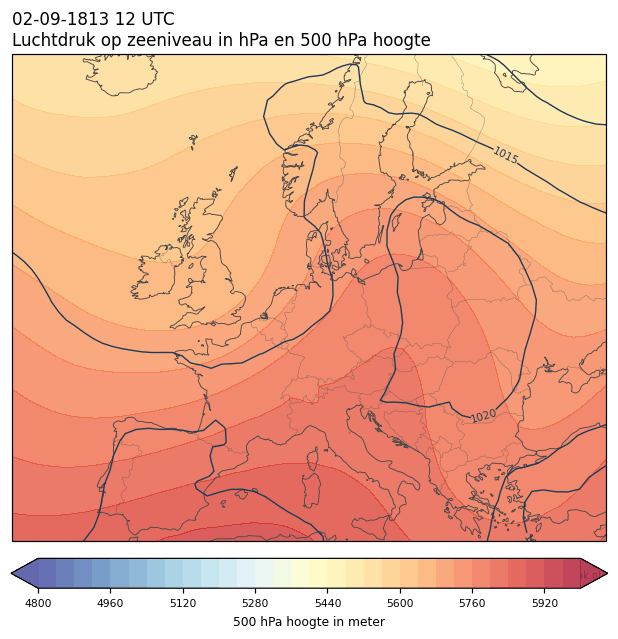 Weerkaart van 2 september 1813 om 12 UTC