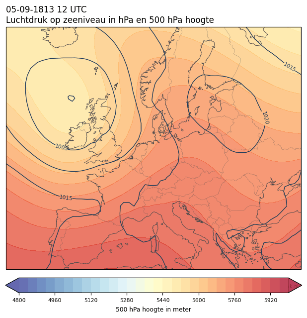 Weerkaart van 5 september 1813 om 12 UTC