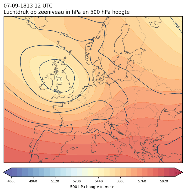 Weerkaart van 7 september 1813 om 12 UTC