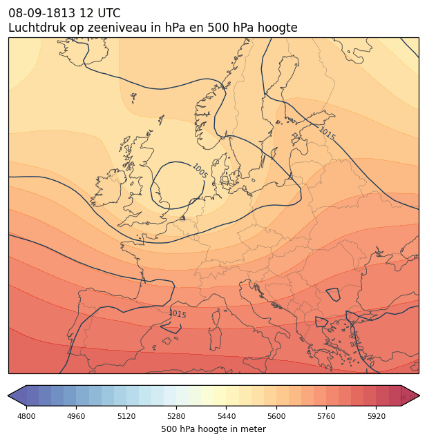Weerkaart van 8 september 1813 om 12 UTC