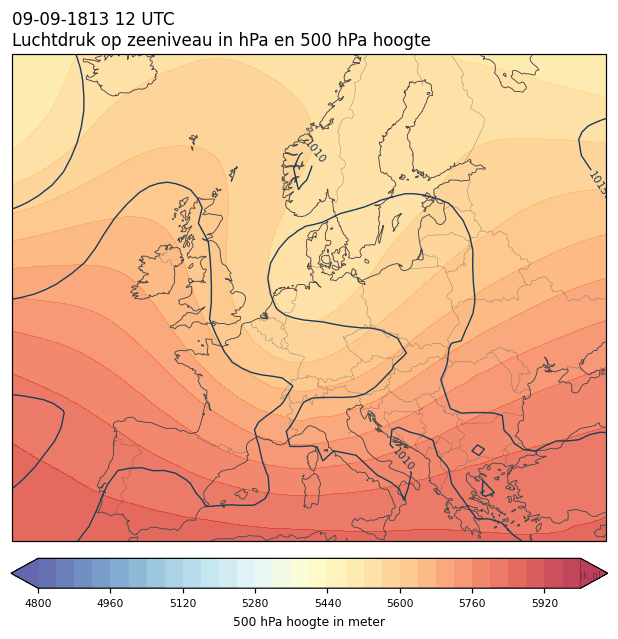 Weerkaart van 9 september 1813 om 12 UTC