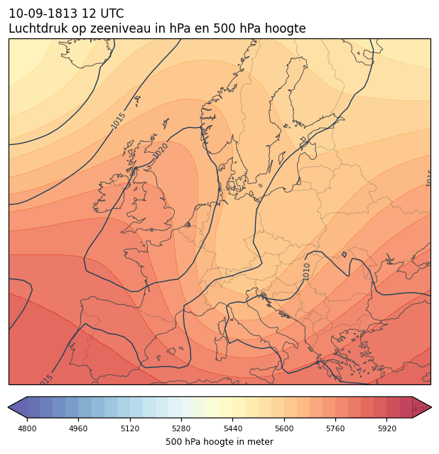 Weerkaart van 10 september 1813 om 12 UTC