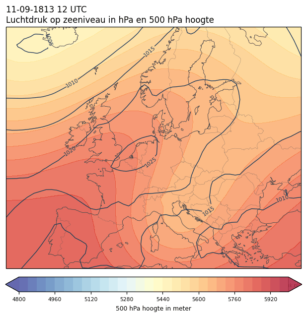 Weerkaart van 11 september 1813 om 12 UTC