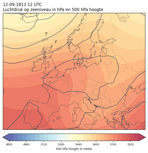 Weerkaart van 12 september 1813 om 12 UTC