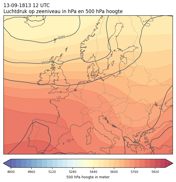 Weerkaart van 13 september 1813 om 12 UTC