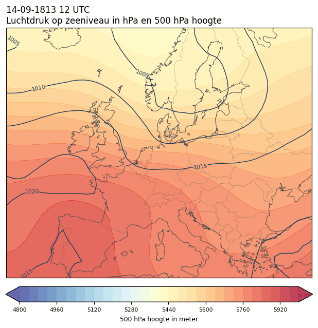 Weerkaart van 14 september 1813 om 12 UTC
