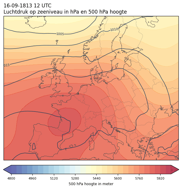 Weerkaart van 16 september 1813 om 12 UTC