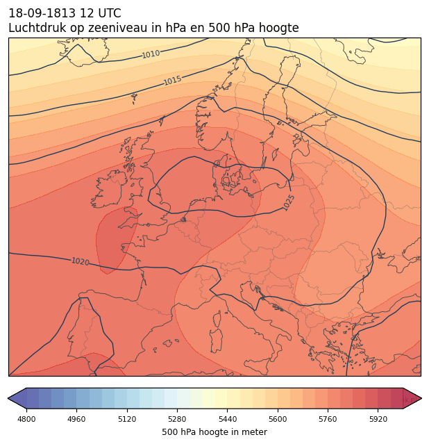 Weerkaart van 18 september 1813 om 12 UTC