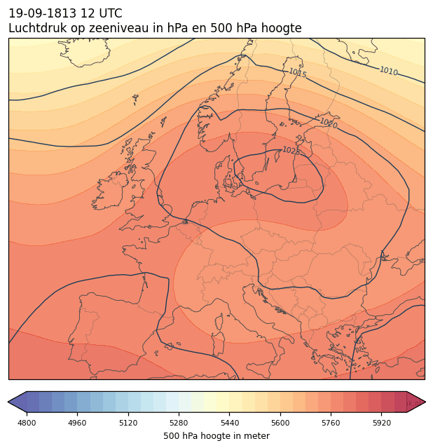 Weerkaart van 19 september 1813 om 12 UTC