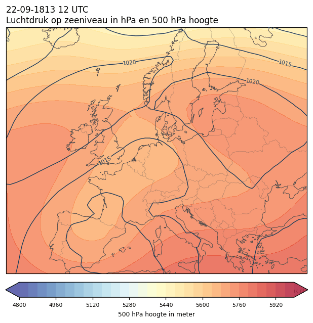 Weerkaart van 22 september 1813 om 12 UTC