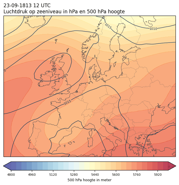 Weerkaart van 23 september 1813 om 12 UTC
