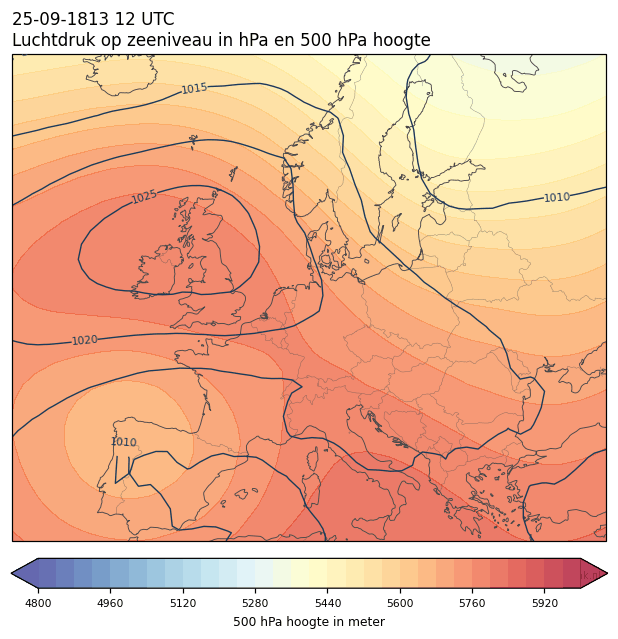 Weerkaart van 25 september 1813 om 12 UTC