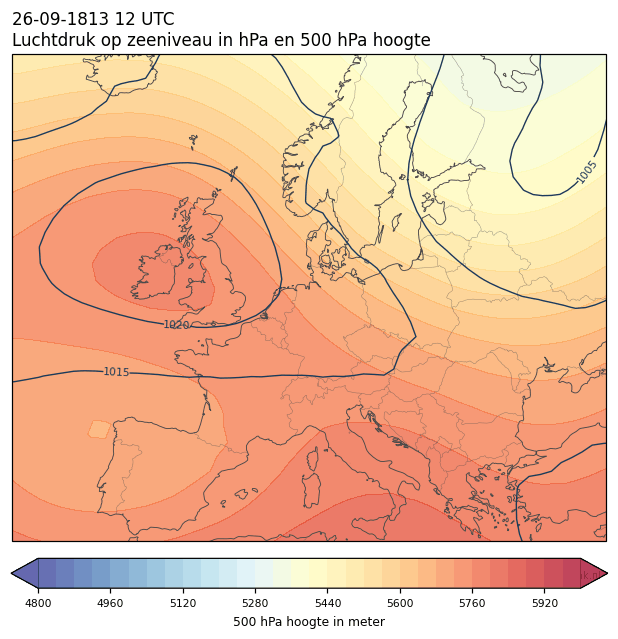Weerkaart van 26 september 1813 om 12 UTC