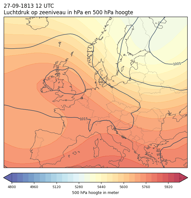 Weerkaart van 27 september 1813 om 12 UTC