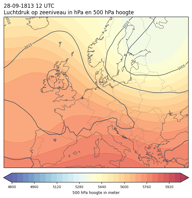 Weerkaart van 28 september 1813 om 12 UTC