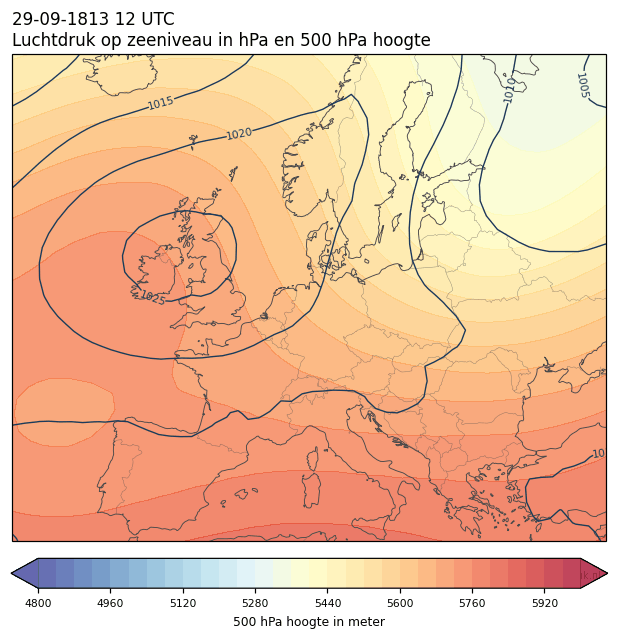 Weerkaart van 29 september 1813 om 12 UTC