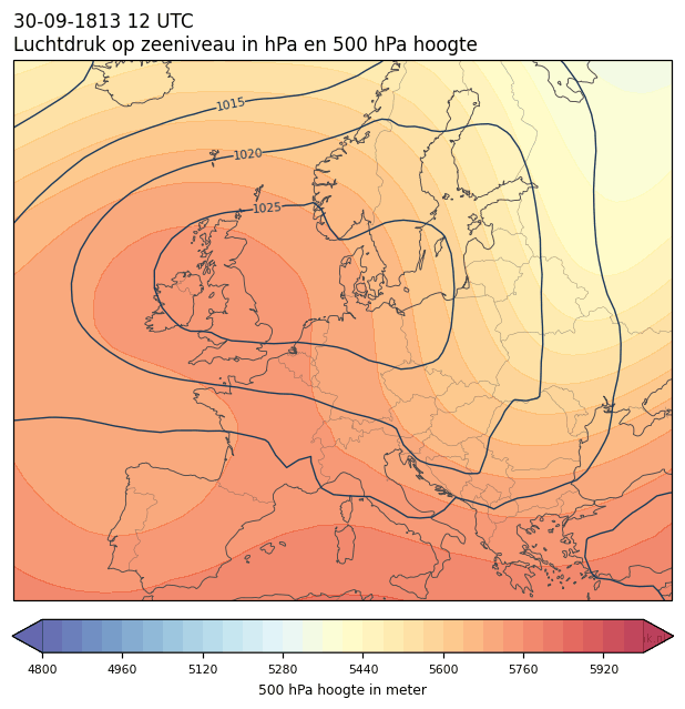 Weerkaart van 30 september 1813 om 12 UTC