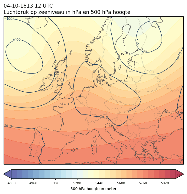 Weerkaart van 4 oktober 1813 om 12 UTC