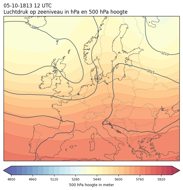 Weerkaart van 5 oktober 1813 om 12 UTC