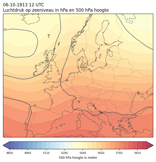 Weerkaart van 6 oktober 1813 om 12 UTC
