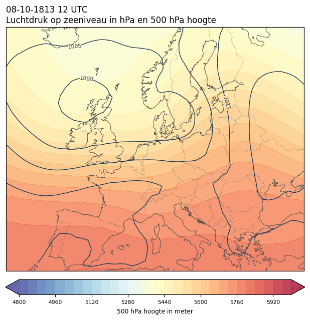 Weerkaart van 8 oktober 1813 om 12 UTC