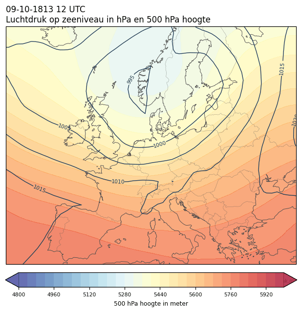 Weerkaart van 9 oktober 1813 om 12 UTC