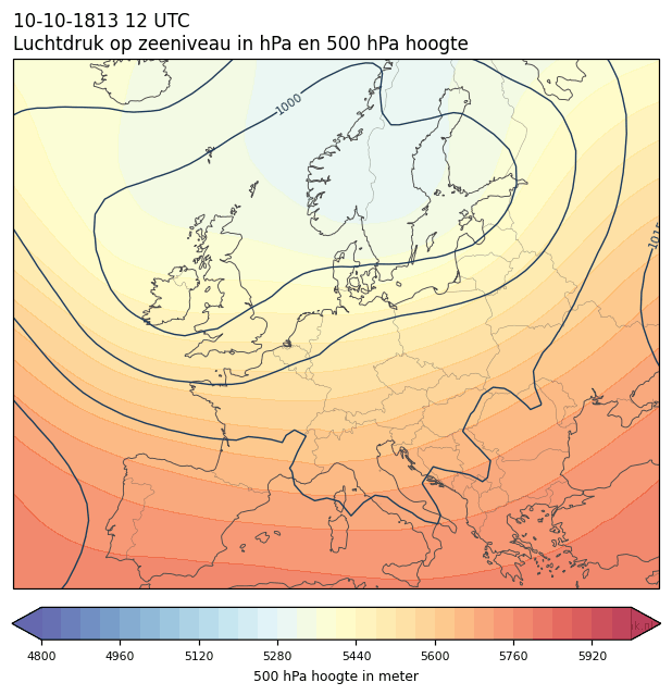 Weerkaart van 10 oktober 1813 om 12 UTC