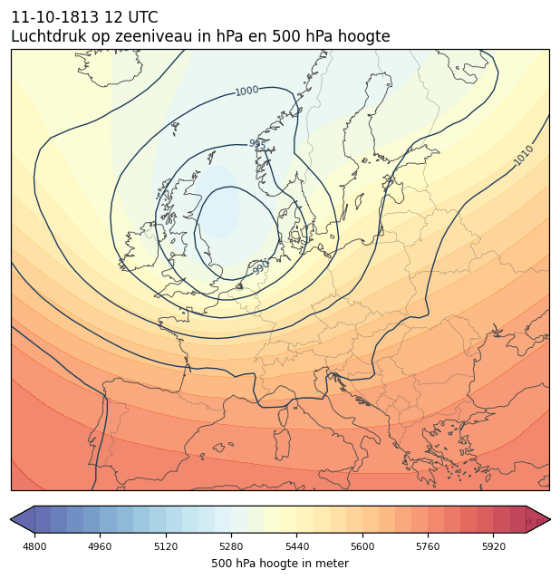 Weerkaart van 11 oktober 1813 om 12 UTC