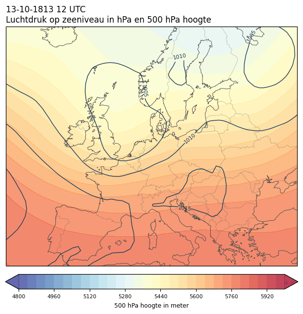Weerkaart van 13 oktober 1813 om 12 UTC