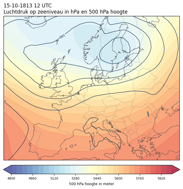 Weerkaart van 15 oktober 1813 om 12 UTC