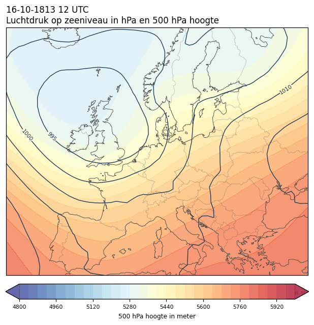 Weerkaart van 16 oktober 1813 om 12 UTC