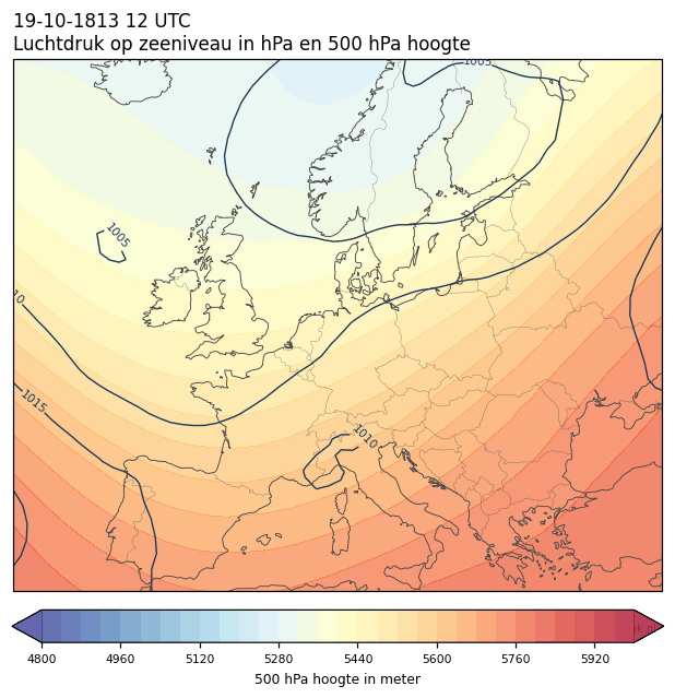 Weerkaart van 19 oktober 1813 om 12 UTC