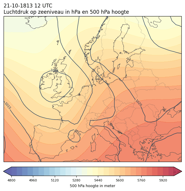 Weerkaart van 21 oktober 1813 om 12 UTC