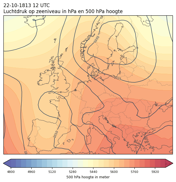 Weerkaart van 22 oktober 1813 om 12 UTC