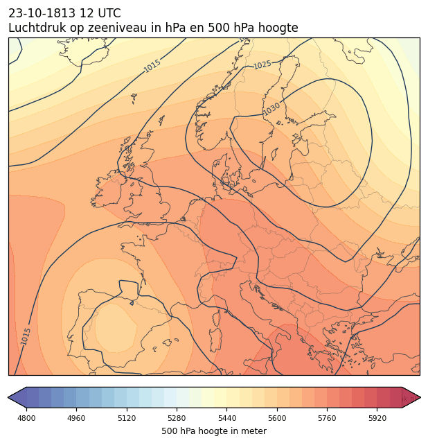 Weerkaart van 23 oktober 1813 om 12 UTC
