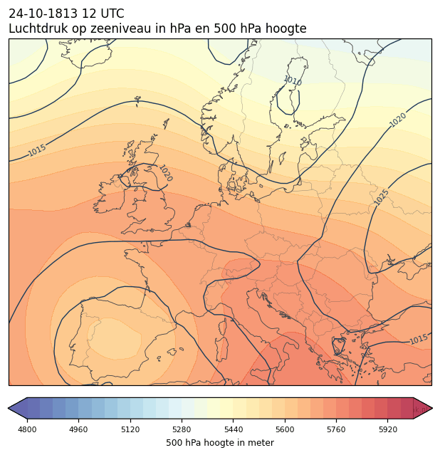 Weerkaart van 24 oktober 1813 om 12 UTC