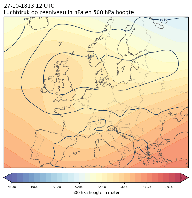 Weerkaart van 27 oktober 1813 om 12 UTC