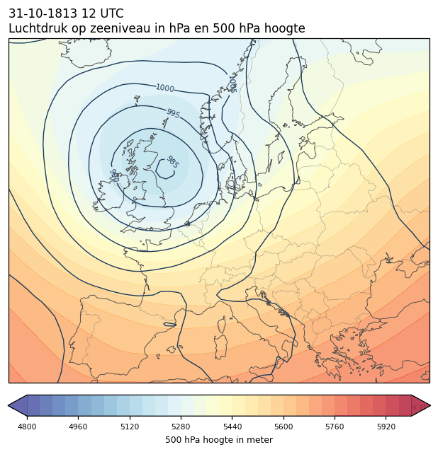 Weerkaart van 31 oktober 1813 om 12 UTC