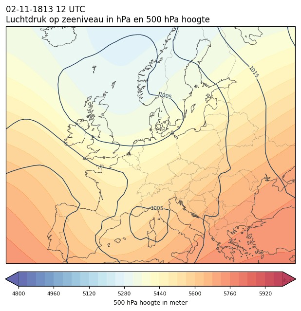 Weerkaart van 2 november 1813 om 12 UTC