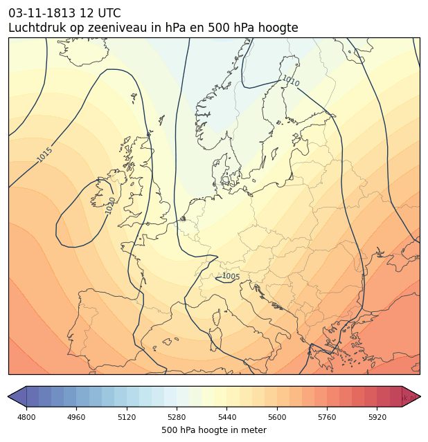 Weerkaart van 3 november 1813 om 12 UTC
