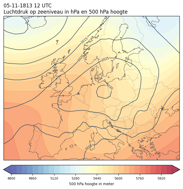 Weerkaart van 5 november 1813 om 12 UTC