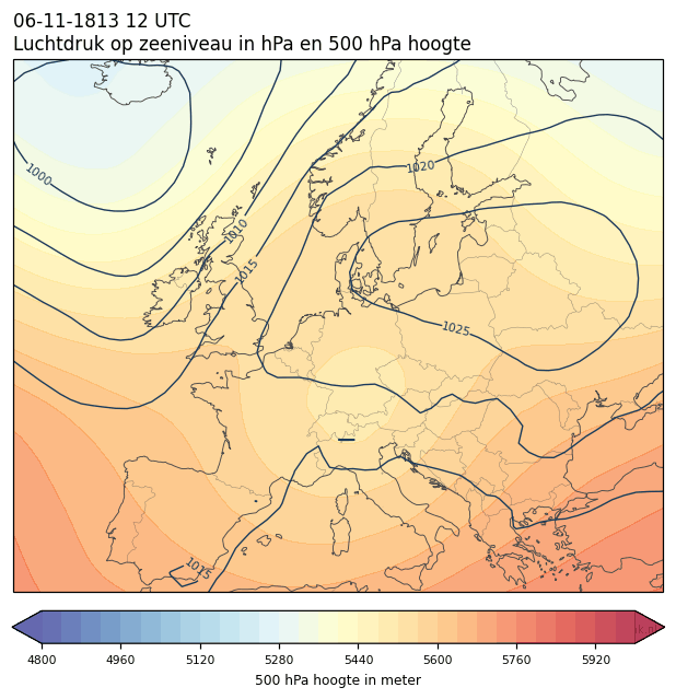Weerkaart van 6 november 1813 om 12 UTC