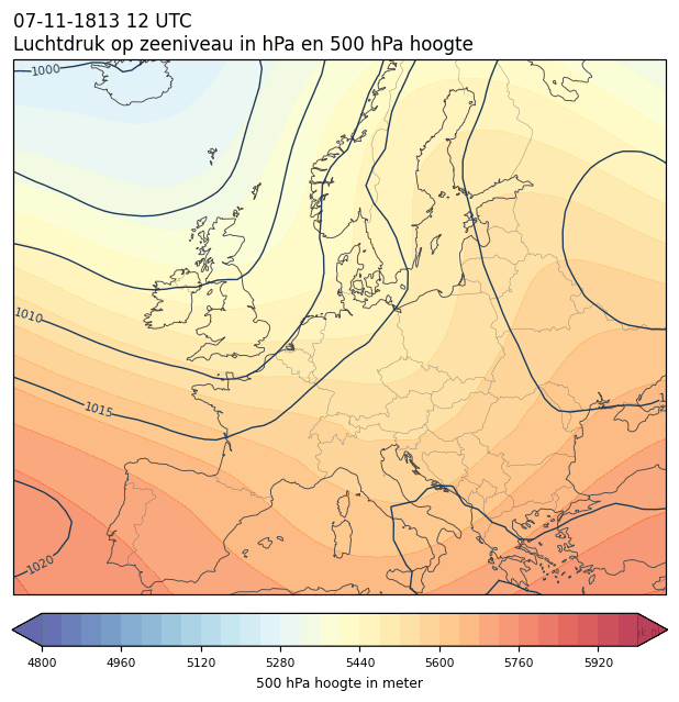 Weerkaart van 7 november 1813 om 12 UTC
