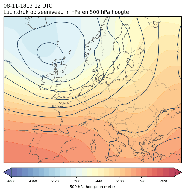 Weerkaart van 8 november 1813 om 12 UTC