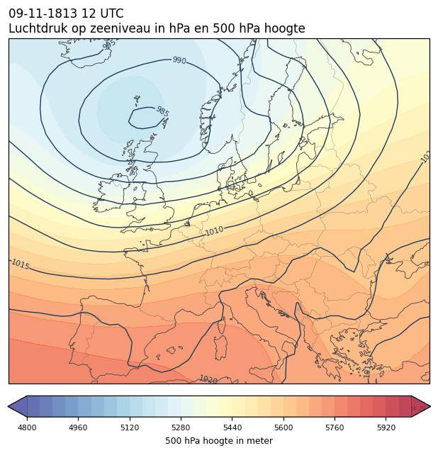 Weerkaart van 9 november 1813 om 12 UTC