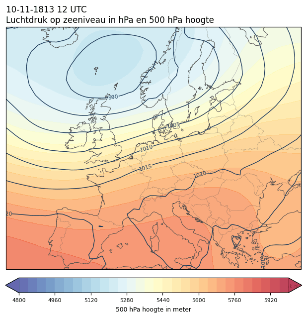 Weerkaart van 10 november 1813 om 12 UTC
