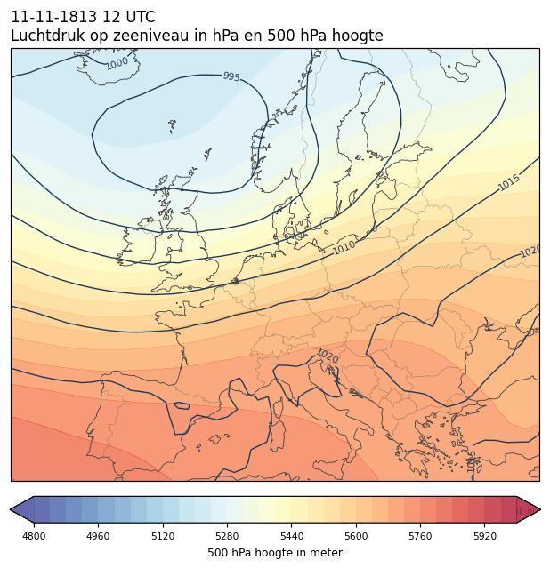 Weerkaart van 11 november 1813 om 12 UTC