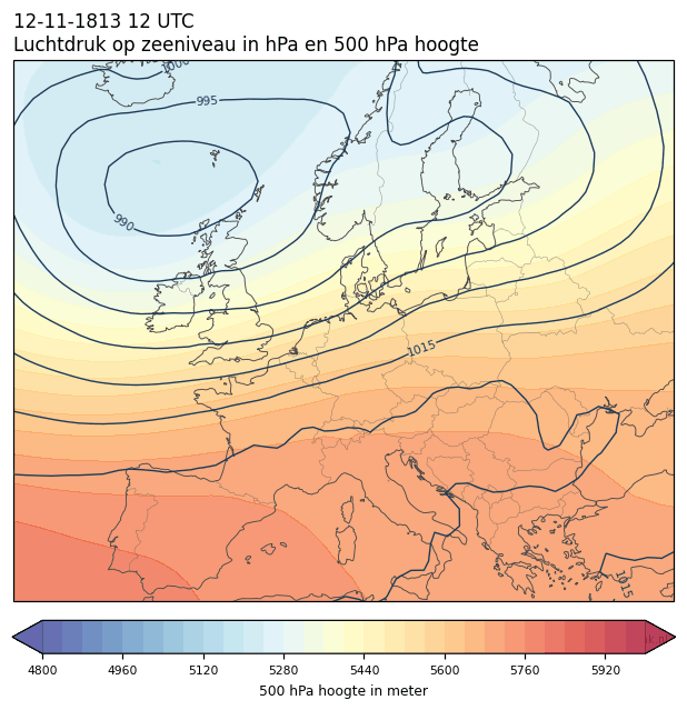 Weerkaart van 12 november 1813 om 12 UTC