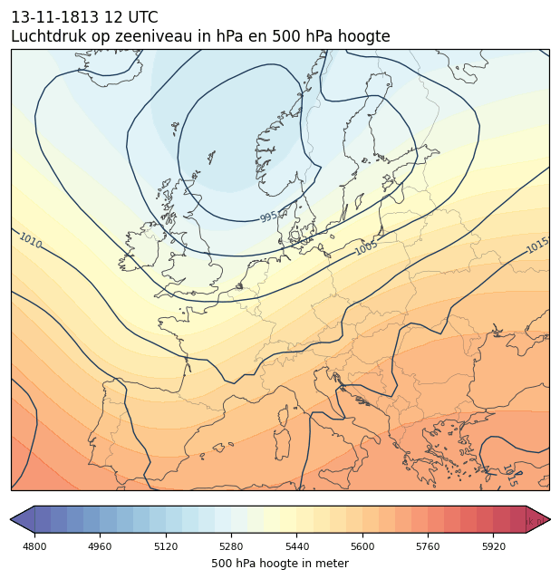 Weerkaart van 13 november 1813 om 12 UTC
