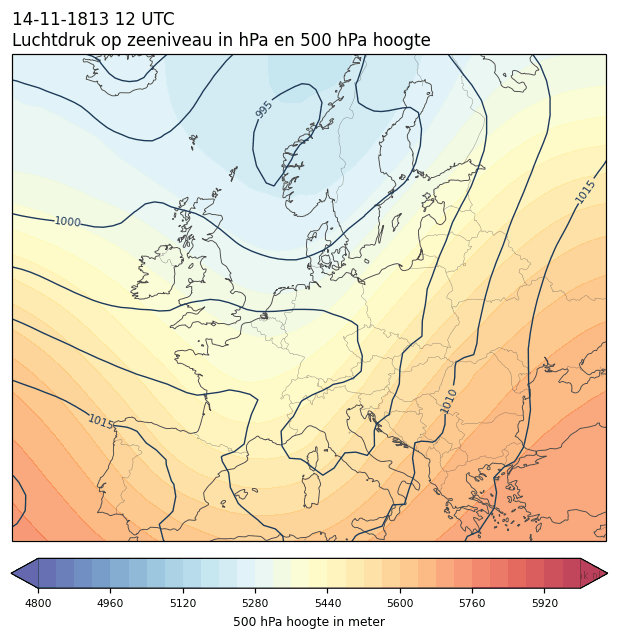Weerkaart van 14 november 1813 om 12 UTC